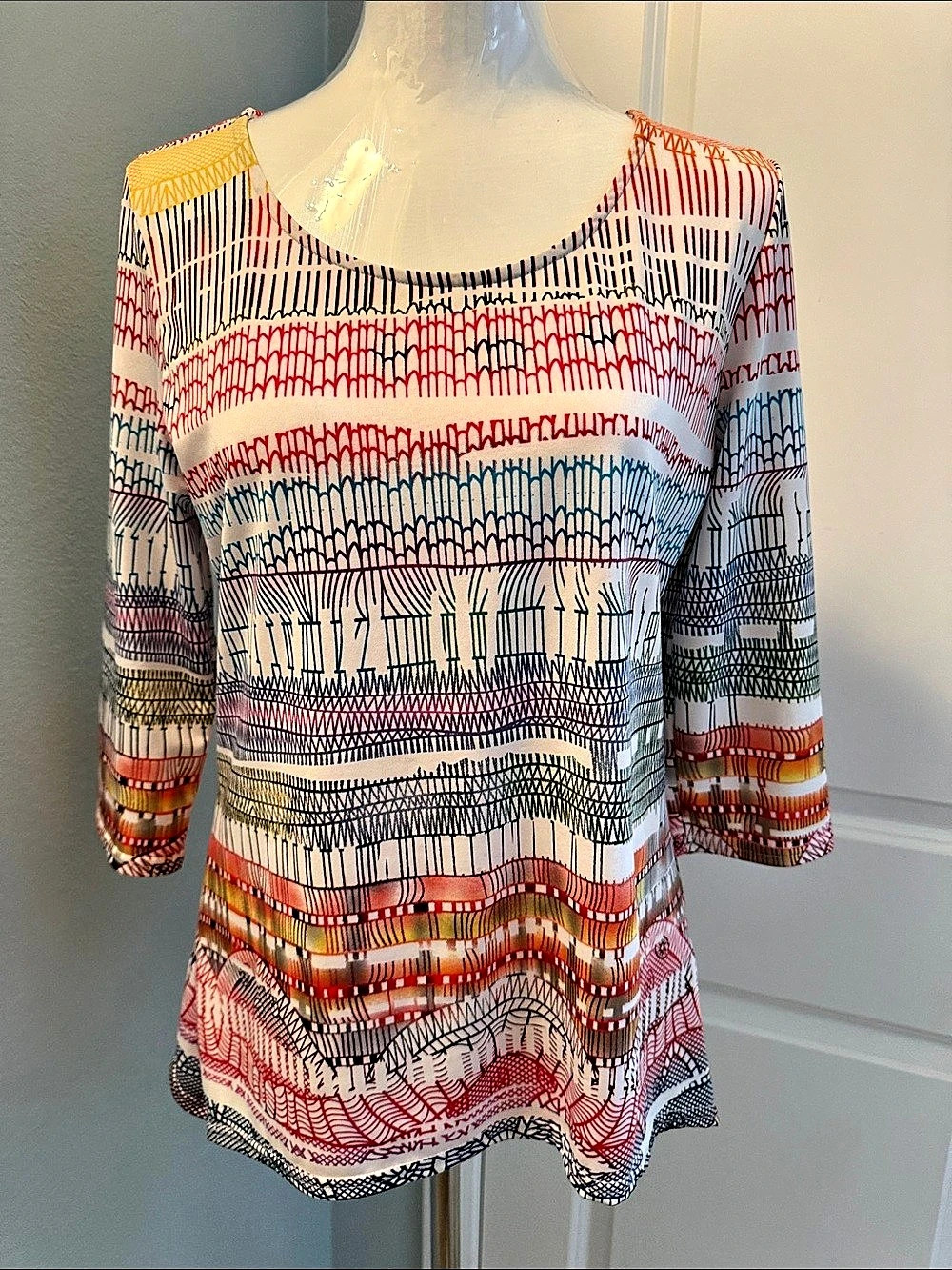 peck&peck petite Multicolor Geometric Long Sleeve Tunic